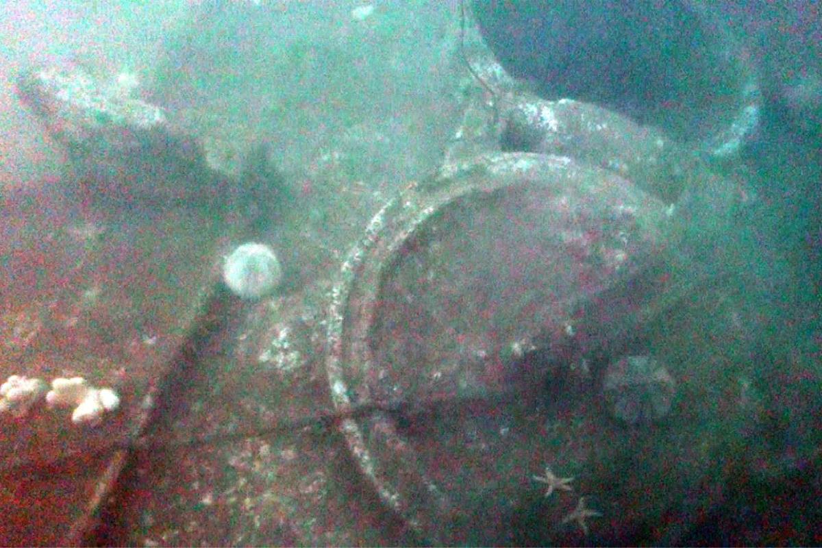 UC-70 submarine hatch cover underwater